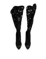 Dolce & Gabbana Black Pumps Taormina Lace Socks Boots Shoes