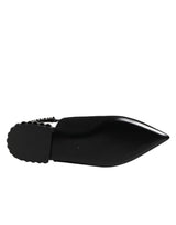Dolce & Gabbana Black Crystal Charmeuse Slingback Shoes