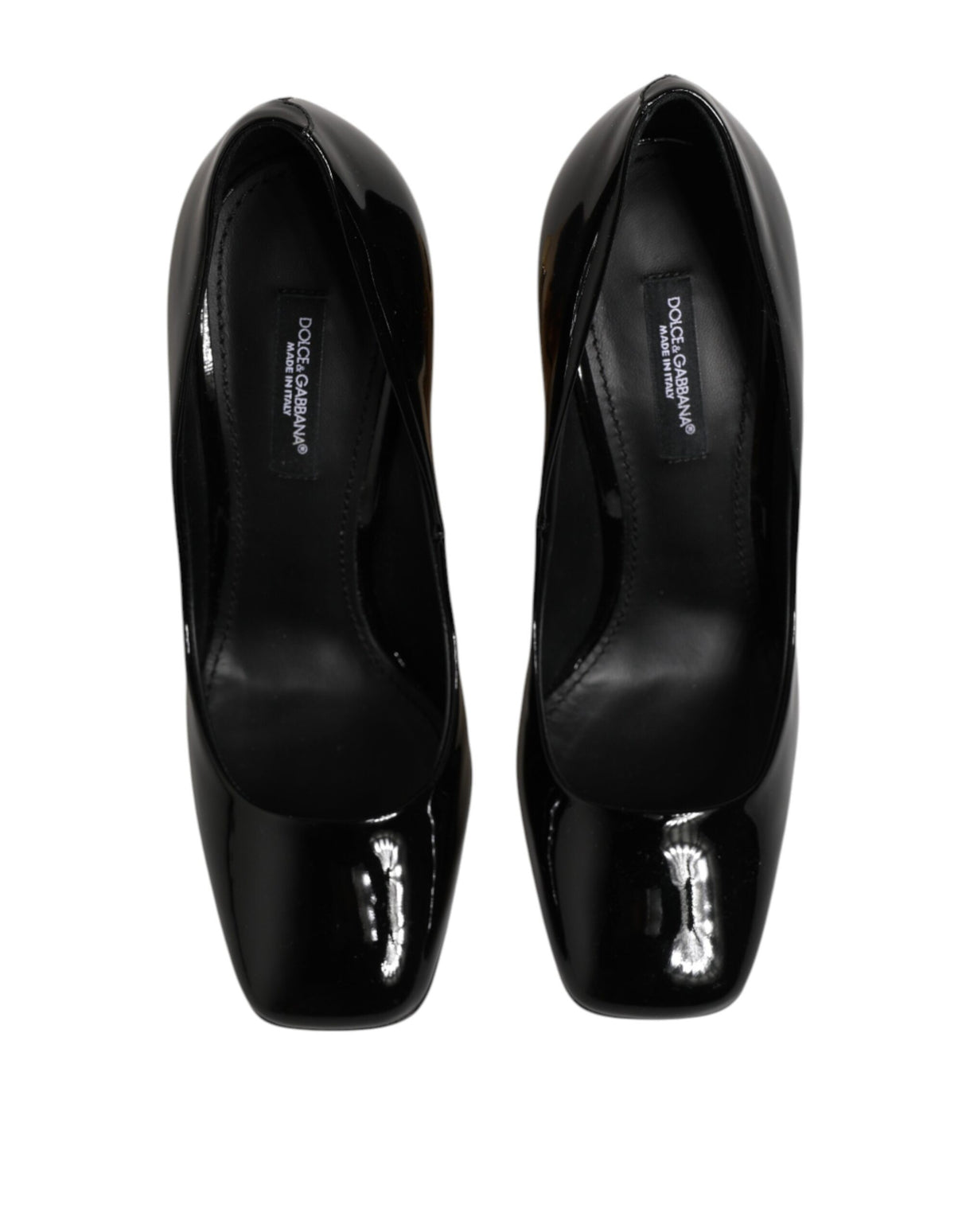 Dolce & Gabbana Black Gold Patent Leather Logo Heels Pumps Shoes