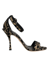 Dolce & Gabbana Gold Leopard Ankle Strap Heels Sandals Shoes