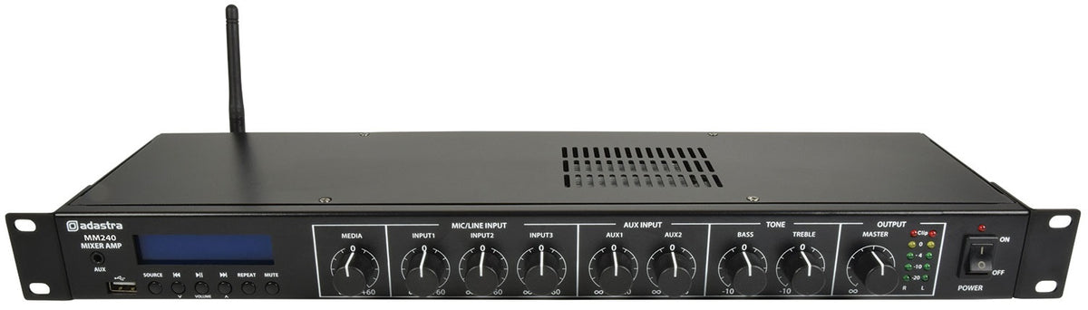 Adastra MM240 Rackmount Amplifier 2x120W@4ohms USB/BT/FM 953.030UK