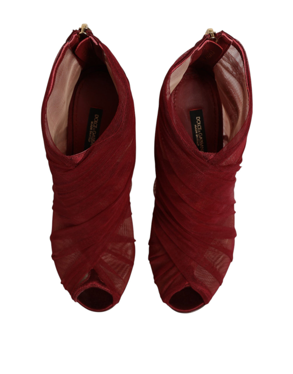 Dolce & Gabbana Red Tulle Ankle Boots Stiletto Heels Shoes