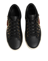 Dolce & Gabbana Black Leather Sacred Heart Sneakers Shoes
