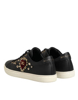 Dolce & Gabbana Black Leather Sacred Heart Sneakers Shoes