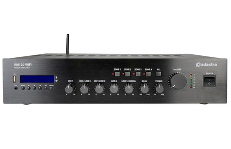 Adastra RM120-WIFI 120W Amplifier 100V with 4 Zones FM/USB/BT/WiFi 953.234UK