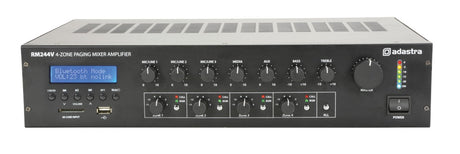 Adastra RM244V v2 240W 4 Zone Paging Amplifier with Individual Volume Controls FM/USB/BT  953.244UK