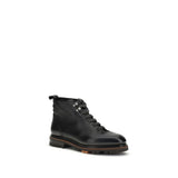 Santoni Black Calf Leather Bos Taurus Lace-Up Boots