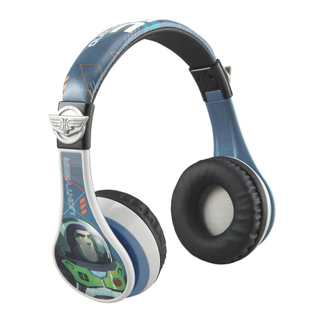 Disney Pixar Lightyear Kids Bluetooth Headphones Wireless Headphones with Microphone Includes Aux Cord Volume Reduced Kids Foldable Headphones for School Home or Travel