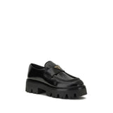 Prada Black Calf Leather Bos Taurus Platform Loafers