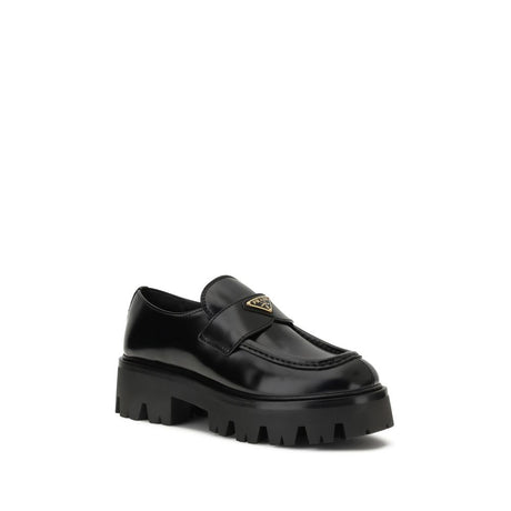 Prada Black Calf Leather Bos Taurus Platform Loafers