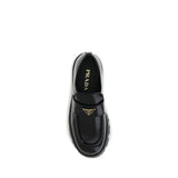 Prada Black Calf Leather Bos Taurus Platform Loafers