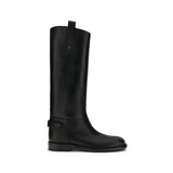Burberry Black Calf Leather Bos Taurus Flat Boots