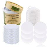 Fanclovesotio 24 Pack Reusable Makeup Remover Pads with a Washable Laundry Bag and Round Box for Storage Reusable Bamboo Cotton Rounds (White 24Pack)