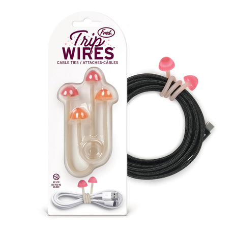 Genuine Fred TRIP WIRES Mushroom Cable Ties Set of 2 4" long Easily bends for holding and bundling Multipurpose cord organizer for school home office Cottagecore decor