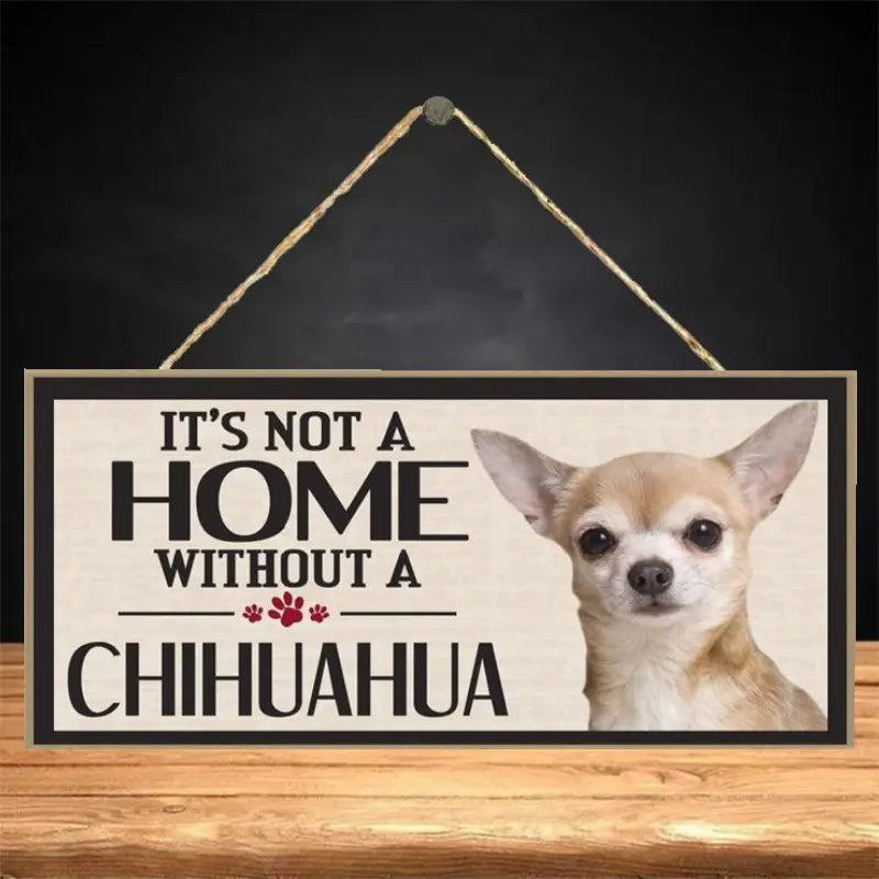 Chihuahua Wooden Plaque Sign for Home Decor (7.9x3.9in)