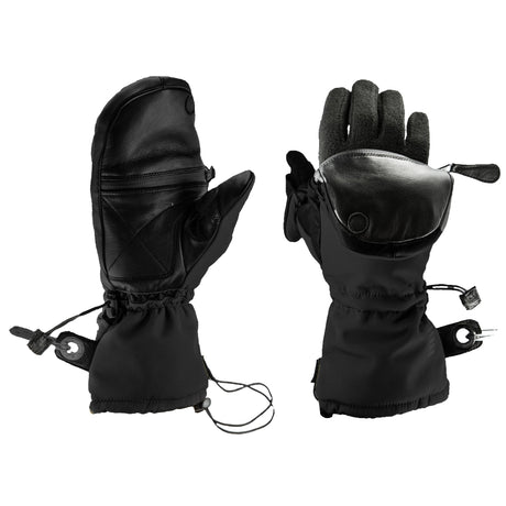 HWI Gear CFCM100 Convertible Fold-Away Cold Weather Mitt Transforms to Gloves Water-Resistant Touchscreen Capable Hand Warmer Pouch for Outdoor Adventure Enthusiast Black Large