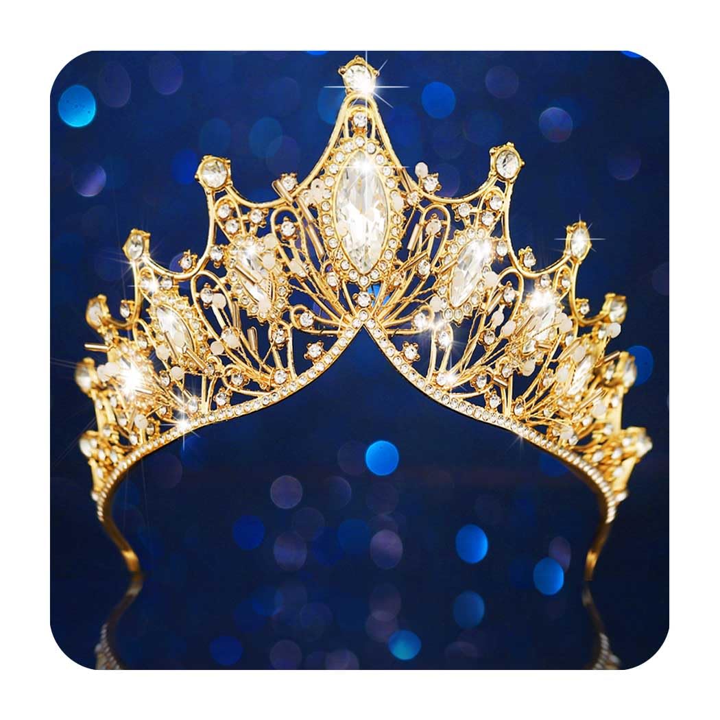 Unicra Gold Baroque Crowns and Tiaras Costume Rhinestones Wedding Queen Crown Princess Bridal Tiaras Hair Accessories for Women and Girls (Gold)