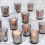 Black Votive Candle Holders Set of 24 Speckled Mercury Candle Holders for Wedding Centerpiece Table Decorations Tealight Candle Holder for Party Bridal Shower Decor Home Decor