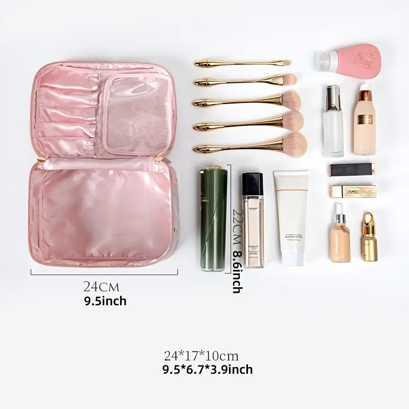 Portable Travel Makeup Bag with Brush Organizer