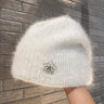 Women's Thick Rabbit Hair Knitted Hat with Rhinestones