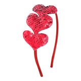 Valentine Headband Glitter Heart Hair Band Red Love Sequin Valentines Day Hair Accessories for Girls Women Birthday Party New Year Wedding Celebration Gift