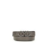 Ferragamo Gray Calf Leather Bos Taurus Belt