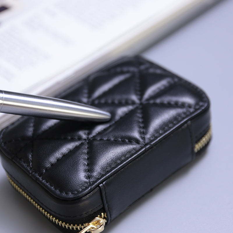 Square Travel Leather Makeup Organizer with Mirror