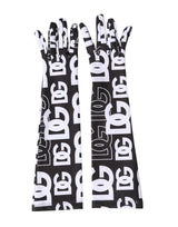 Dolce & Gabbana Black White DG Logo Elbow Length Mitten Gloves