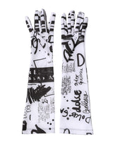 Dolce & Gabbana Black White DG Logo Elbow Length Mitten Gloves