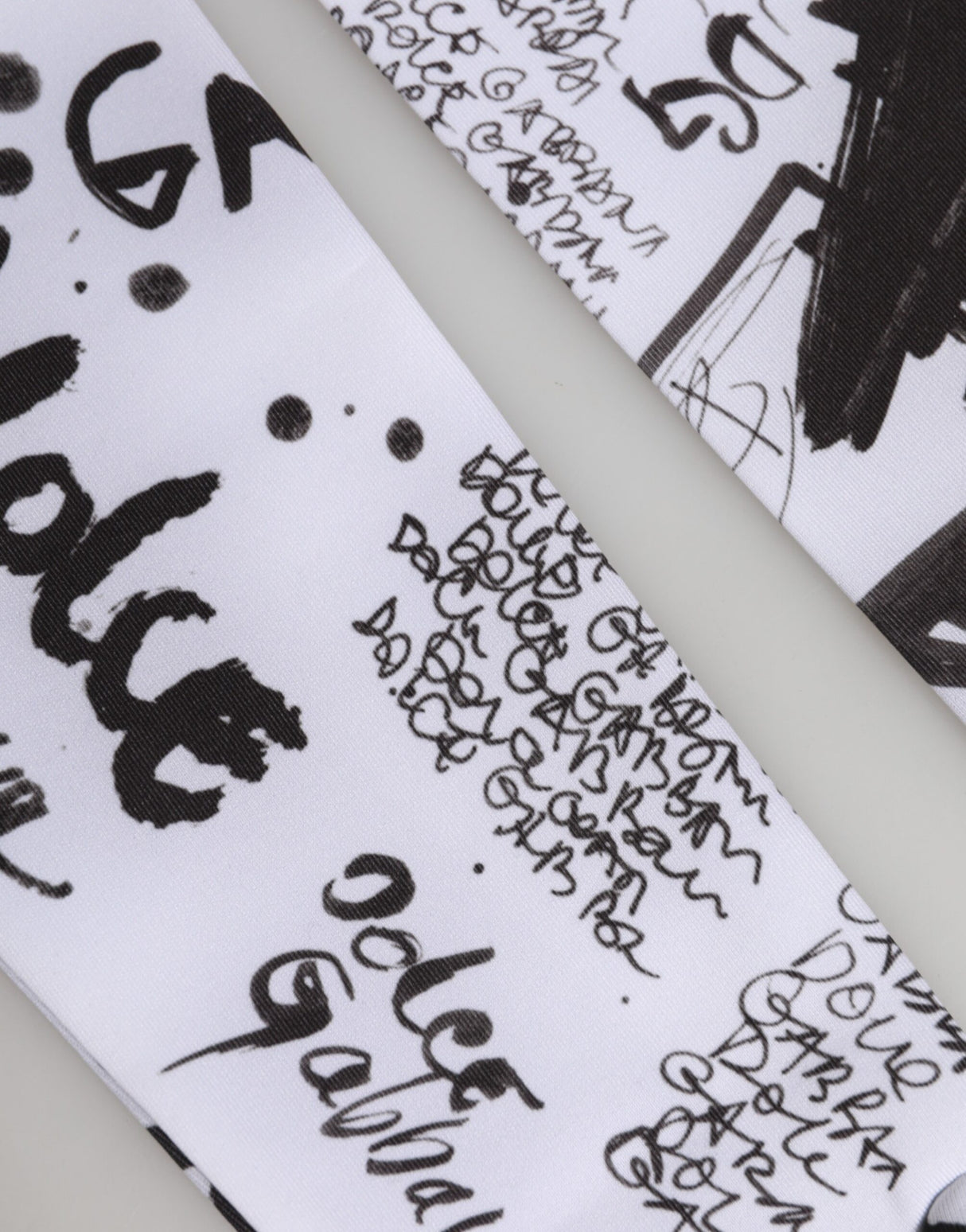 Dolce & Gabbana Black White DG Logo Elbow Length Mitten Gloves