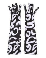 Dolce & Gabbana Black White DG Logo Elbow Length Mitten Gloves
