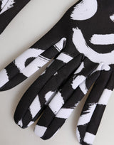 Dolce & Gabbana Black White DG Logo Elbow Length Mitten Gloves