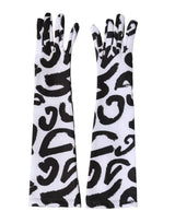 Dolce & Gabbana Black White DG Logo Elbow Length Mitten Gloves