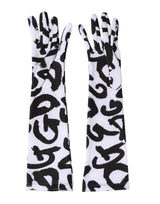 Dolce & Gabbana Black White DG Logo Elbow Length Mitten Gloves