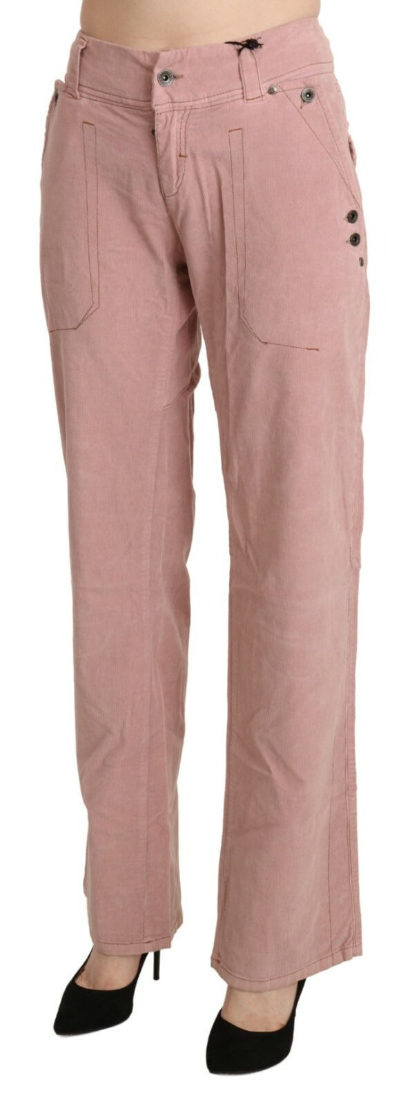 Ermanno Scervino Cotton Pink High Waist Straight Trouser Pants