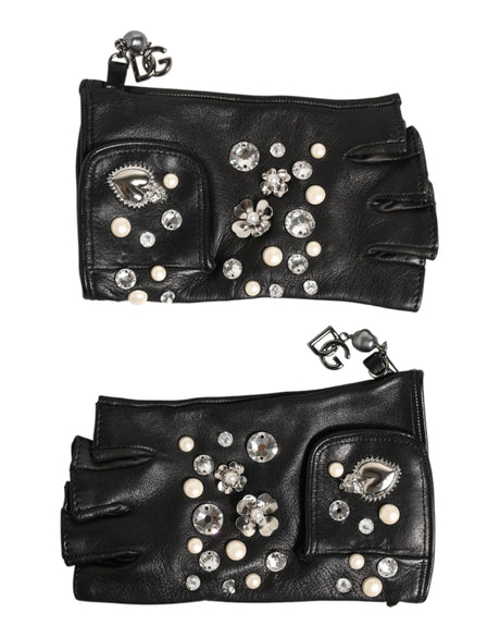 Dolce & Gabbana Blue Logo Fingerless Wrist Length Mitten Gloves