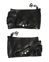 Dolce & Gabbana Blue Logo Fingerless Wrist Length Mitten Gloves