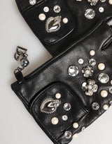 Dolce & Gabbana Blue Logo Fingerless Wrist Length Mitten Gloves