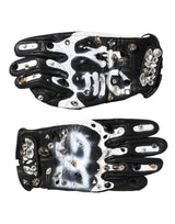 Dolce & Gabbana Gloves Black White Crystal Wrist Length Mitten  Gloves