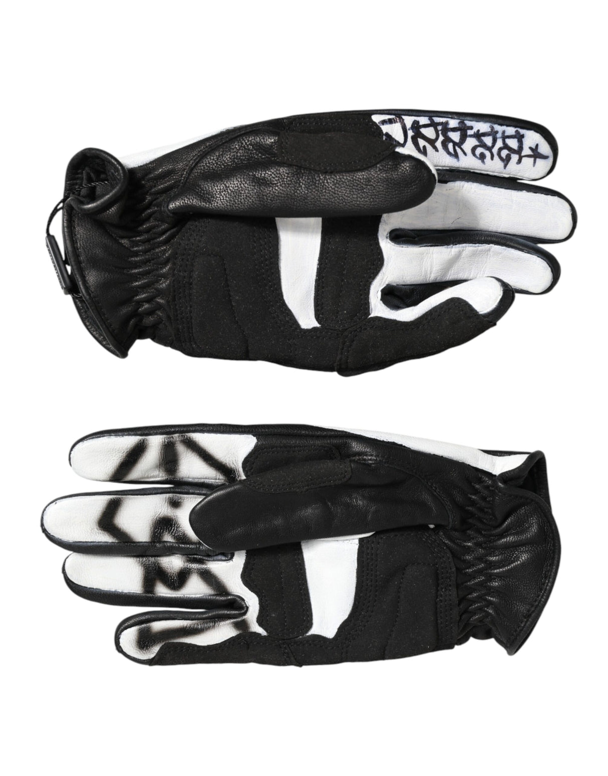 Dolce & Gabbana Gloves Black White Crystal Wrist Length Mitten  Gloves