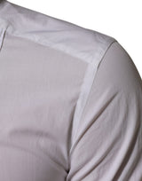 Dolce & Gabbana White Cotton Collared Long Sleeve GOLD Dress  Shirt