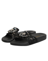 Dolce & Gabbana Black Devotion Matelassé Leather Slides Shoes