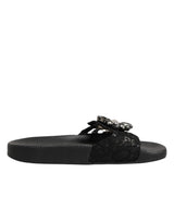 Dolce & Gabbana Black Devotion Matelassé Leather Slides Shoes