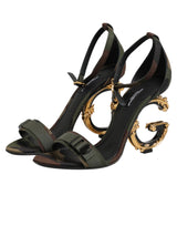 Dolce & Gabbana Multicolor DG Logo Heels Camouflage Sandals Shoes