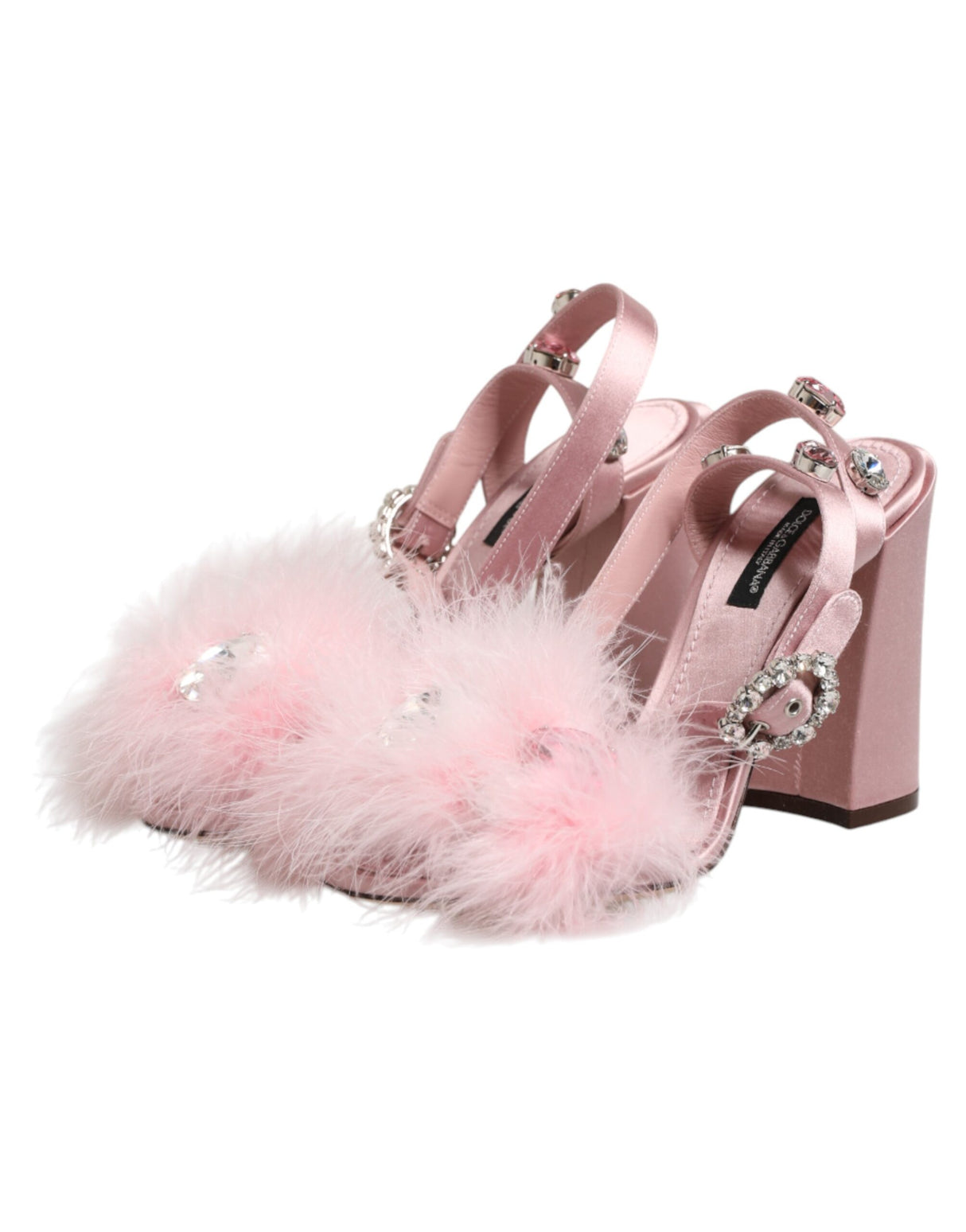 Dolce & Gabbana Pink Sequined Ankle Strap Sandals Shoes