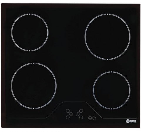 VOX HOB ELECTRIC, 60CM CERAMIC BUILT IN, 4 HITTING ELEMENTS, 6.5 KW, TOUCH, SENSOR BUTTONS, SECURITY LOCK, 59x52x4.1CM, BLACK