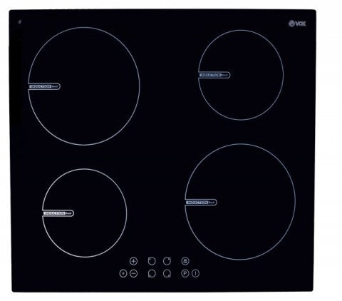 TABLE DE CUISSON VOX ÉLECTRIQUE, INDUCTION INTÉGRÉE, 4 ÉLÉMENTS DE FRAPPAGE, TACTILE, BOUTONS CAPTEURS, NOIR