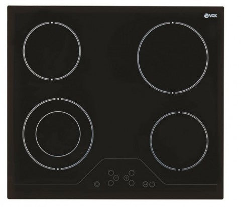 VOX HOB ELECTRIC, 60CM CERAMIC BUILT IN, 5 HITTING ELEMENTS, 6.5 KW, TOUCH, SENSOR BUTTONS, SECURITY LOCK, 59x52x4.1CM, BLACK