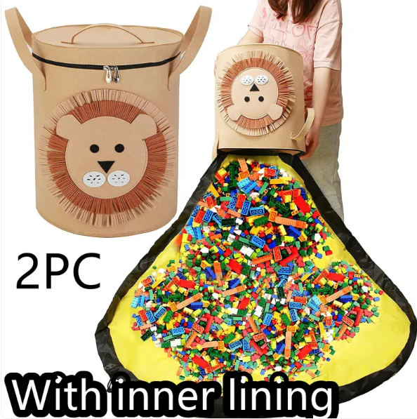Felt Storage Bag Toy Play Mat 2 In 1 Pull Rope