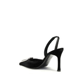 Amina Muaddi Black Calf Leather Bos Taurus High Heel Pumps
